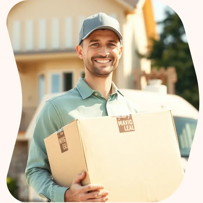 Female Muval customer looking at the camera smiling after booking a removalist